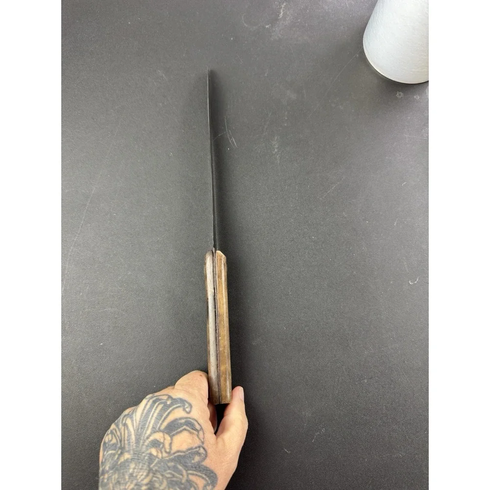 Vintage Skinning Butcher Knife Hand Forged USA‎ wood Handle